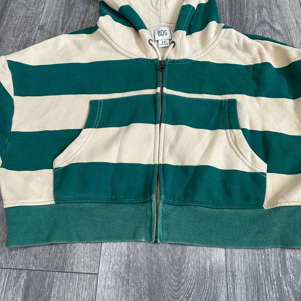 BDG Leah Stripe Zip-Up Hoodie Sweatshirt Size S - Picture 4 of 13